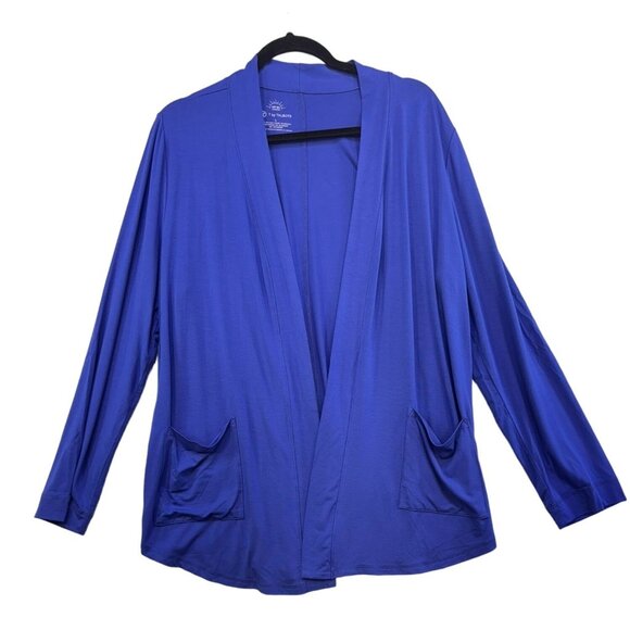 T By Talbots UPF 50+ Womens Cardigan L Blue Rayon & Spandex - Picture 1 of 8